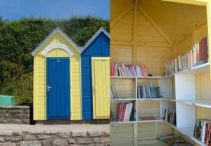 Bibliothèque dans les cabanons de plage à l' île-aux-moines